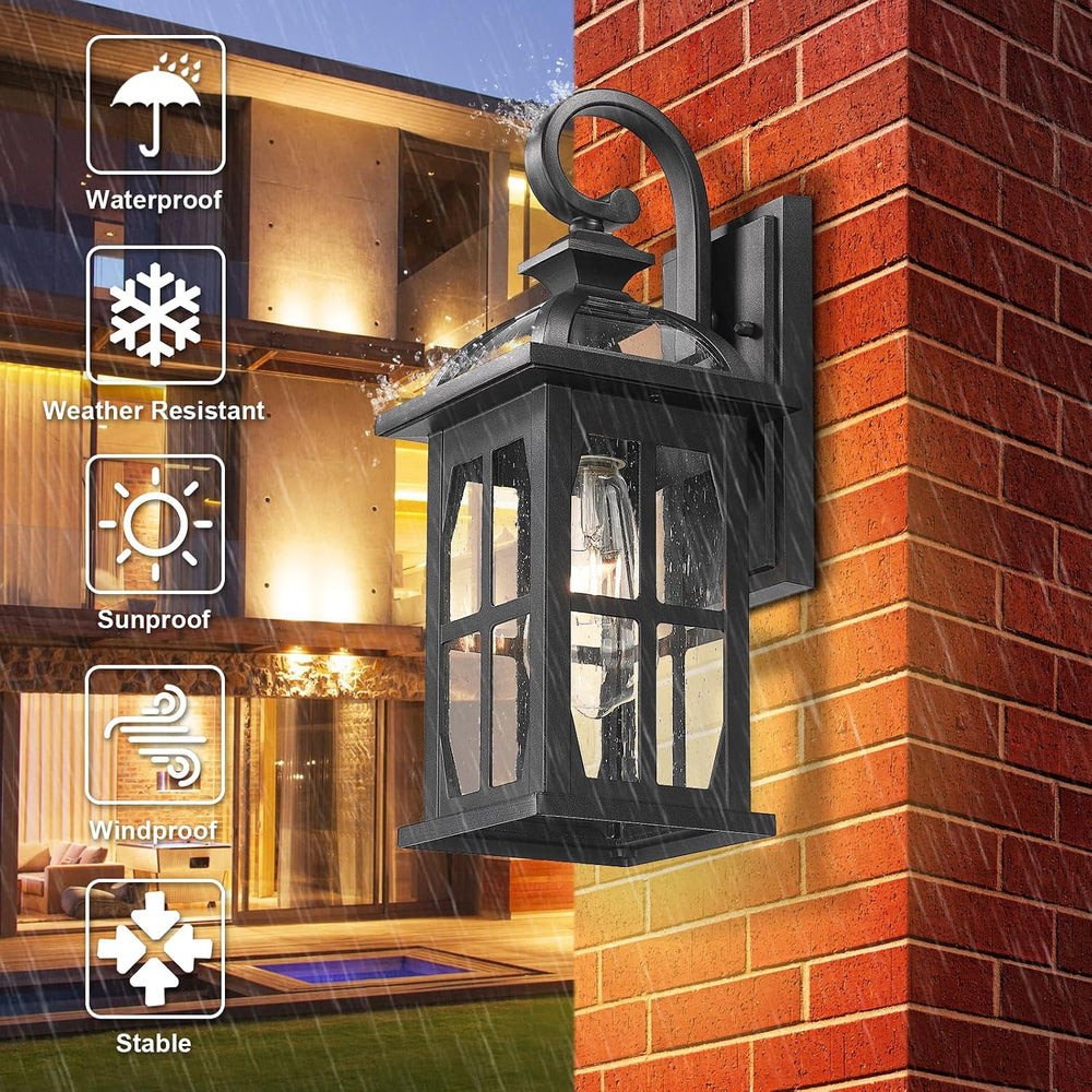Darkaway Outdoor Wall Lights, Exterior Light Fixture with Seeded Glass, Alumi...