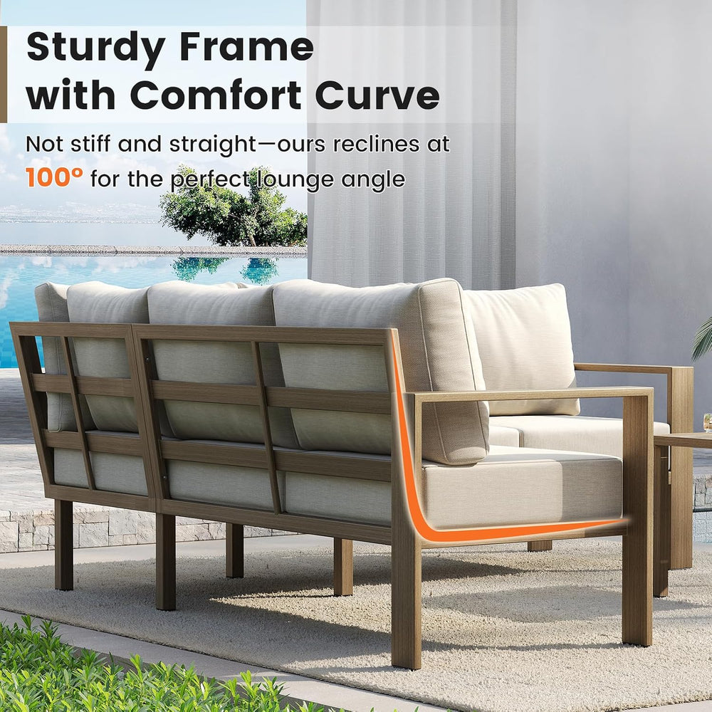 UDPATIO Outdoor Patio Furniture Set L-Shaped Couch with 2 Ottoman, 8-Piece