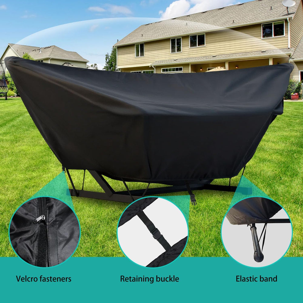 Outdoor Hammock Cover with Zip and Elastic Ropes, Heavy Duty 420d Hammock Cov...