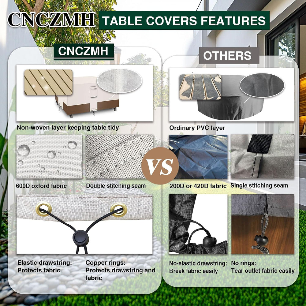 Square Heavy Duty Patio Table Covers Waterproof, 600D Outdoor Dining Table an...