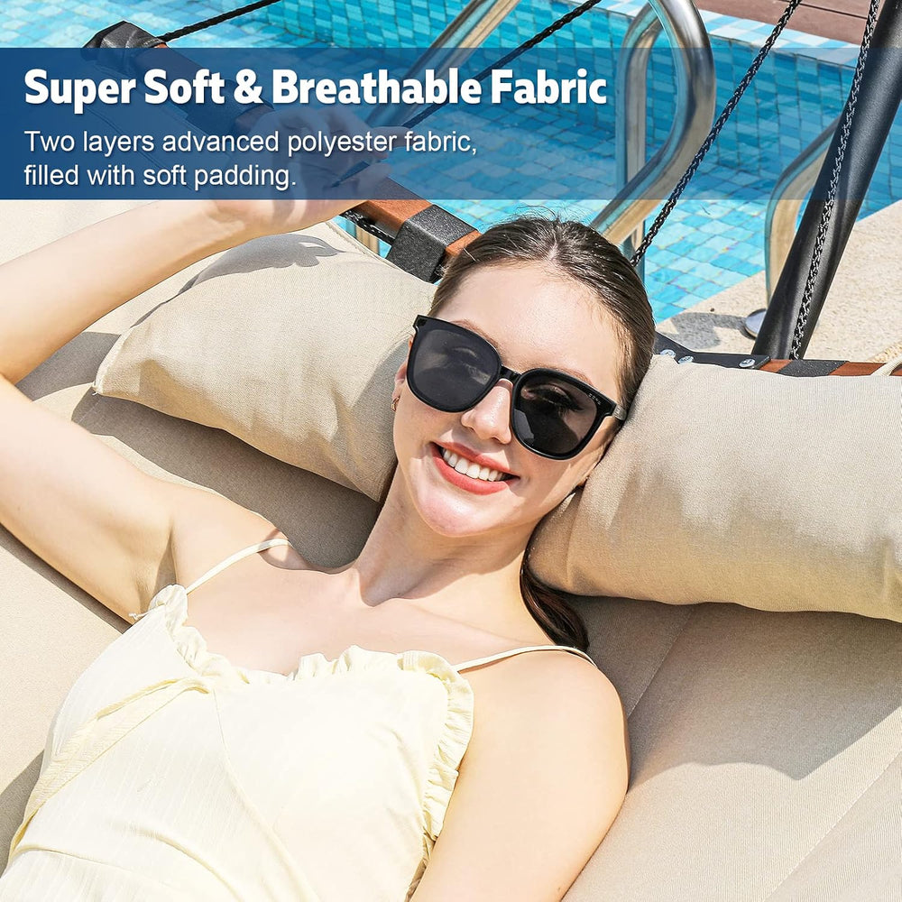 12FT 2 Person Hammock with Stand V-Shape Spreader Bar -Beige