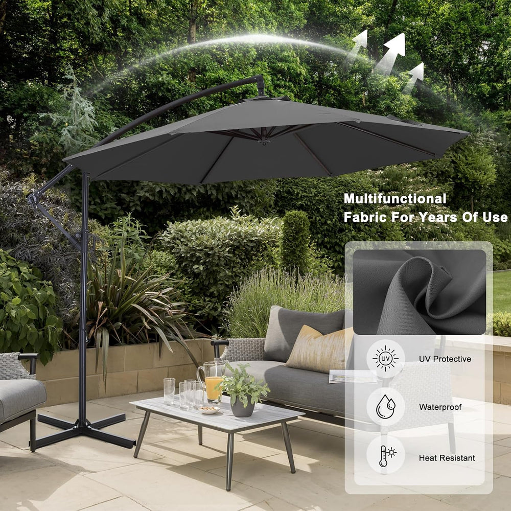 ABCCANOPY 10FT Cantilever Outdoor Patio Umbrella, Dark Gray