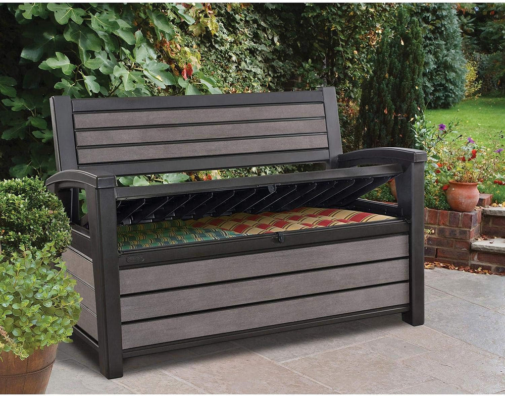 Keter Hudson 60 Gallon Capacity Plastic Resin Weather Resistant Outdoor Home ...