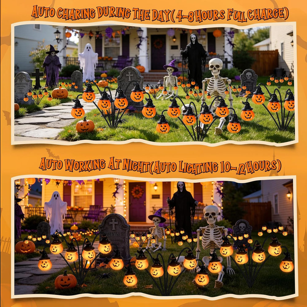 4 Pack Pumpkin Solar Halloween Lights Outdoor,Halloween Decorations