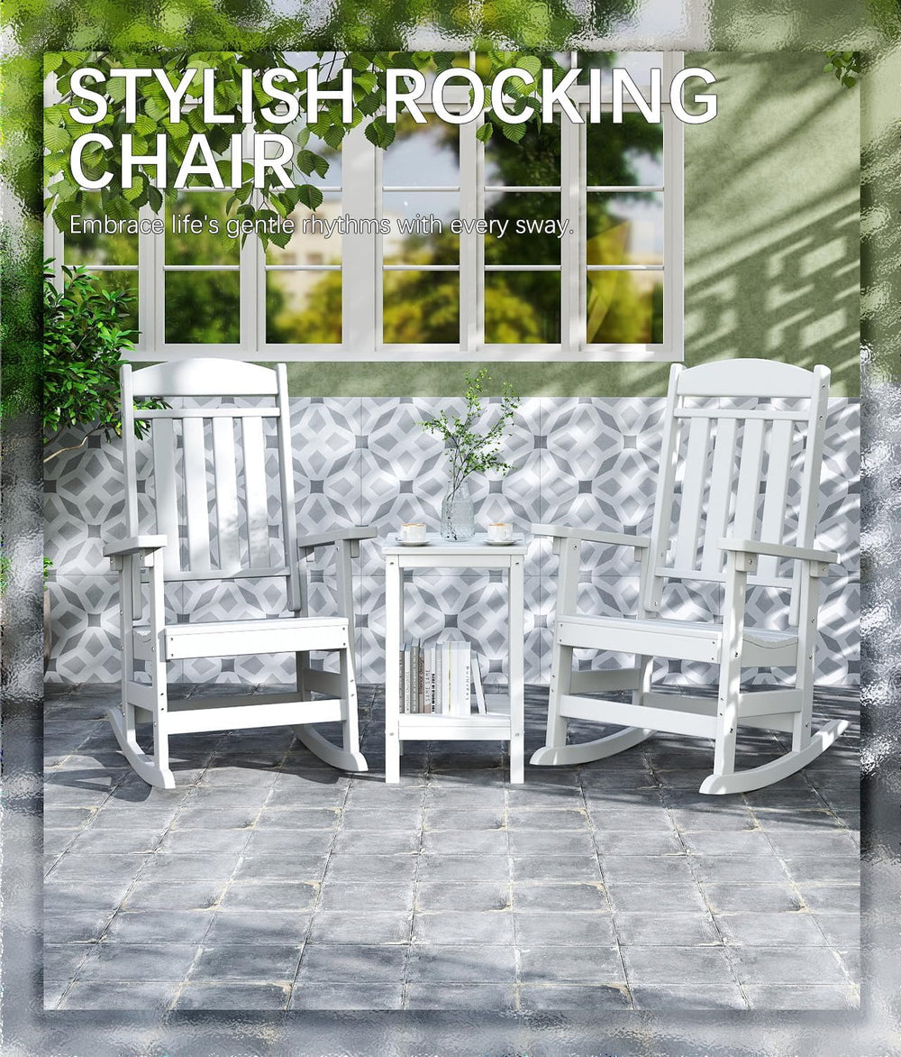 Outdoor Rocking Chair Set of 3, Oversized Rocking Chair Outdoor