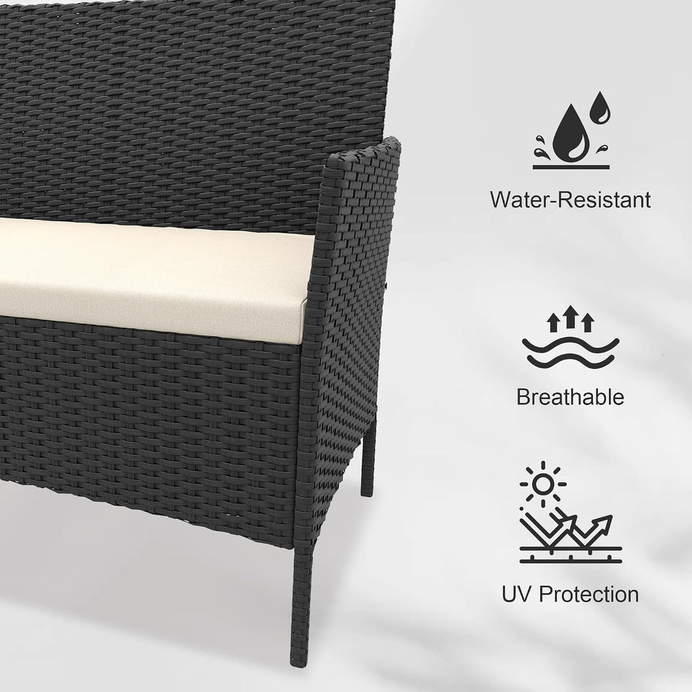 4-Piece Outdoor Patio Furniture Set, Wicker Furniture with Coffee Table, Mode...