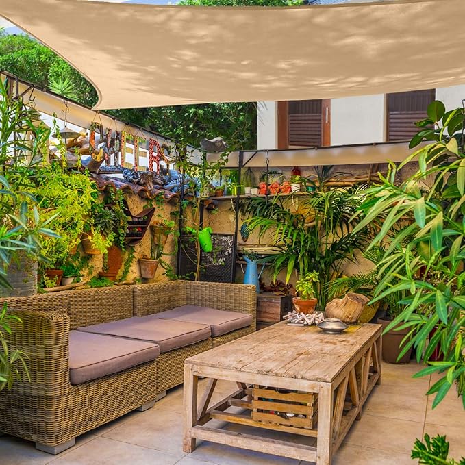 AsterOutdoor Sun Shade Sail Rectangle 8' x 12' UV Block Canopy for Pa...