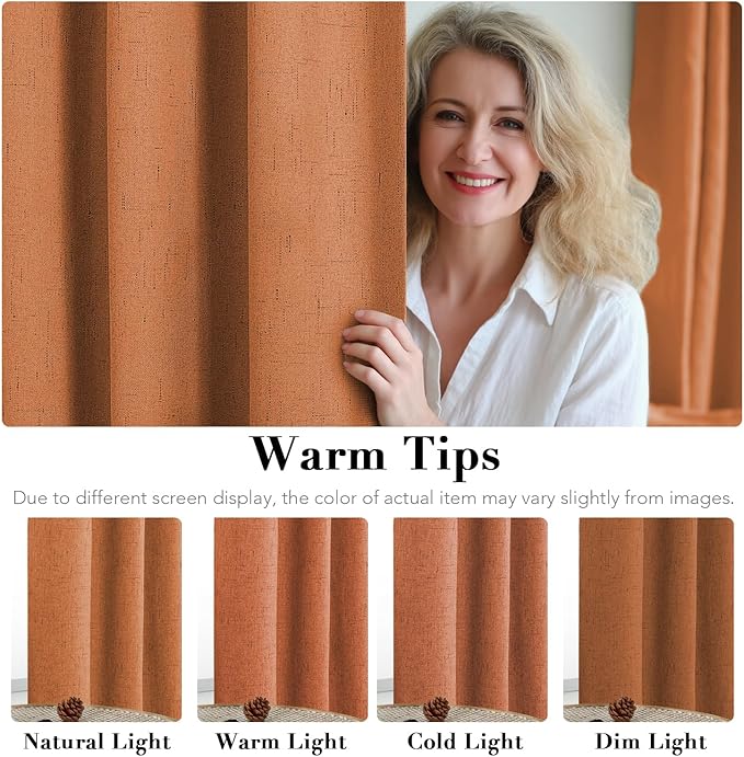 H.VERSAILTEX Linen Blackout Curtains Durable Thick Textured Linen Look 100% B...