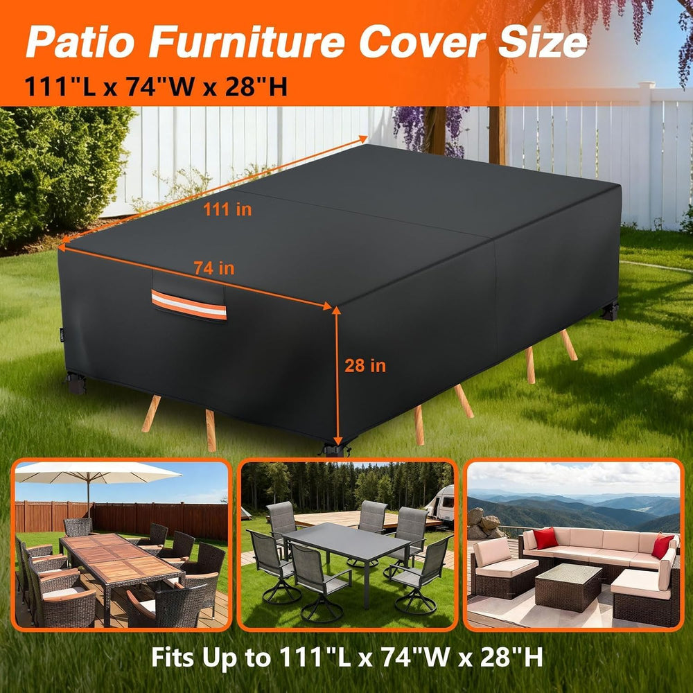 Patio Furniture Cover Waterproof Rectangle,111"L x 74"W x 28"H