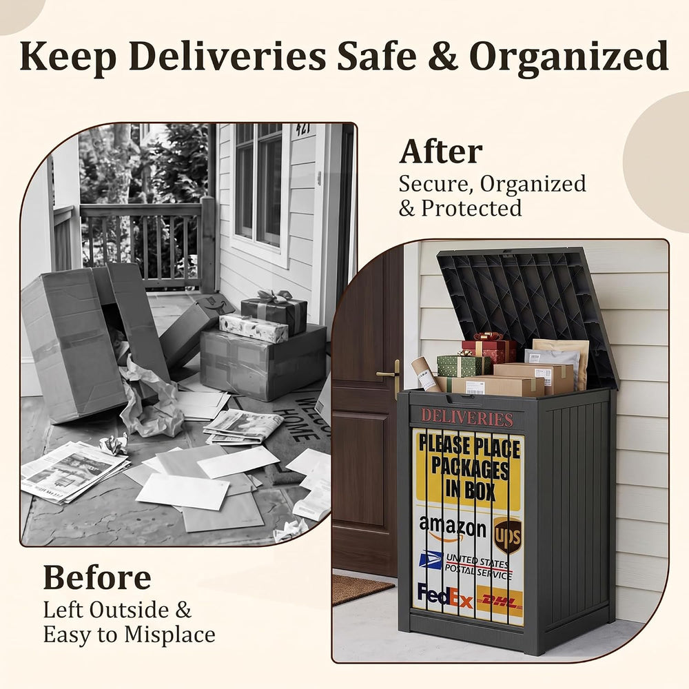 Package Delivery Boxes for Outside, Deck Storage Box Lockable Secure Design