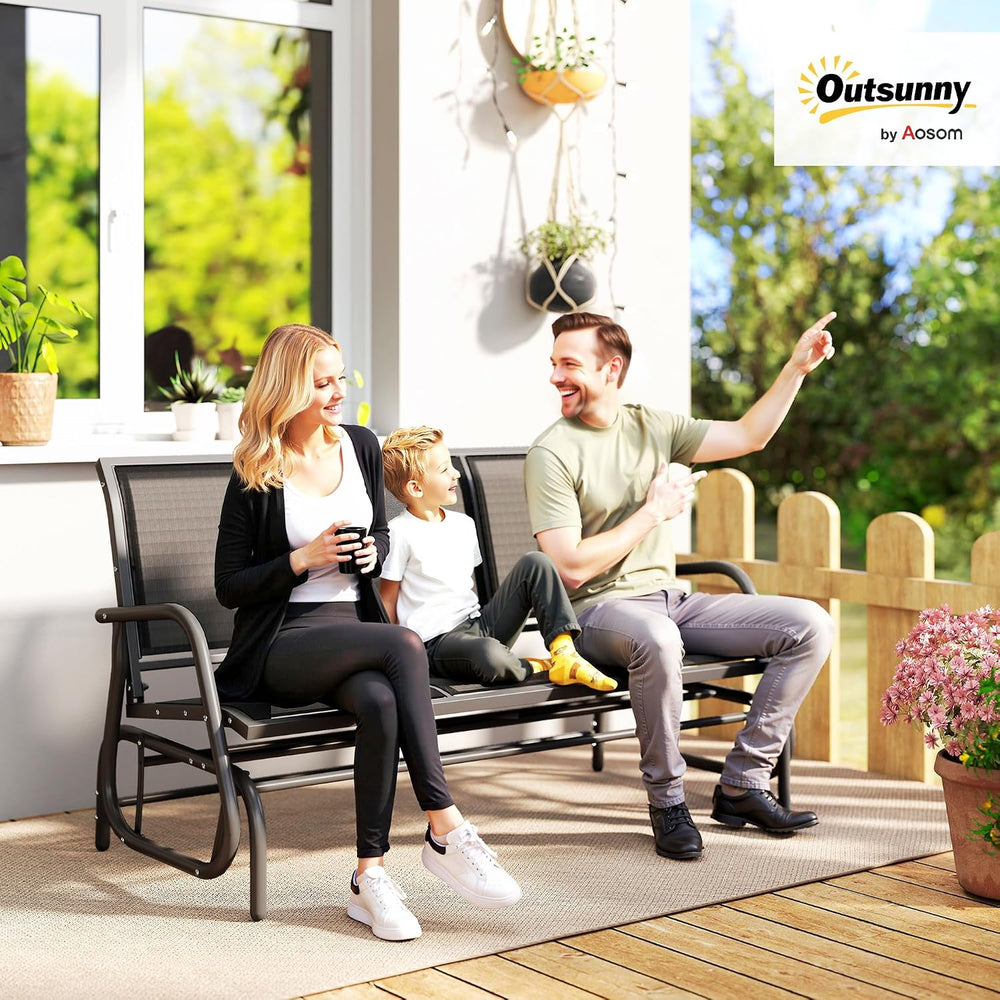 Outsunny 3-Person Patio Glider Bench Outside 3 Seats, Black