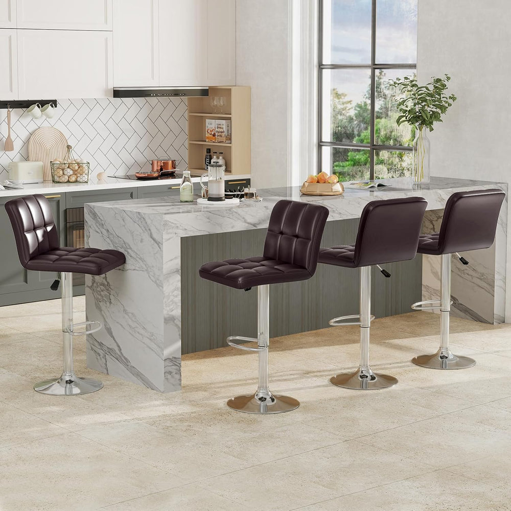 GOFLAME Bar Stools Set of 2, PU Leather Bar Chairs with Adjustable Height, 36...