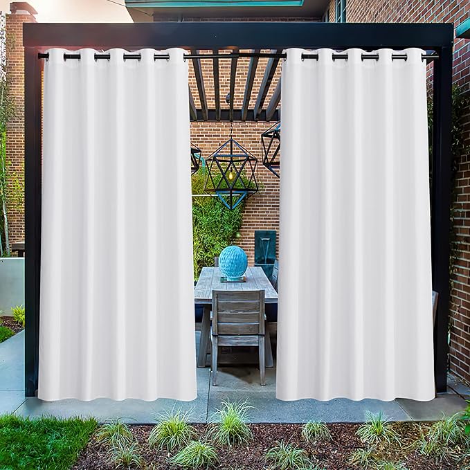 NICETOWN Canvas Outdoor Curtains for Patio Waterproof Extra Wide, Rustproof G...