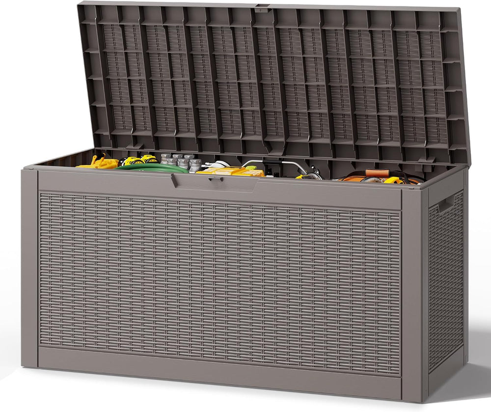 Outdoor Deck Storage Box, Waterproof,Grey,90 Gallon