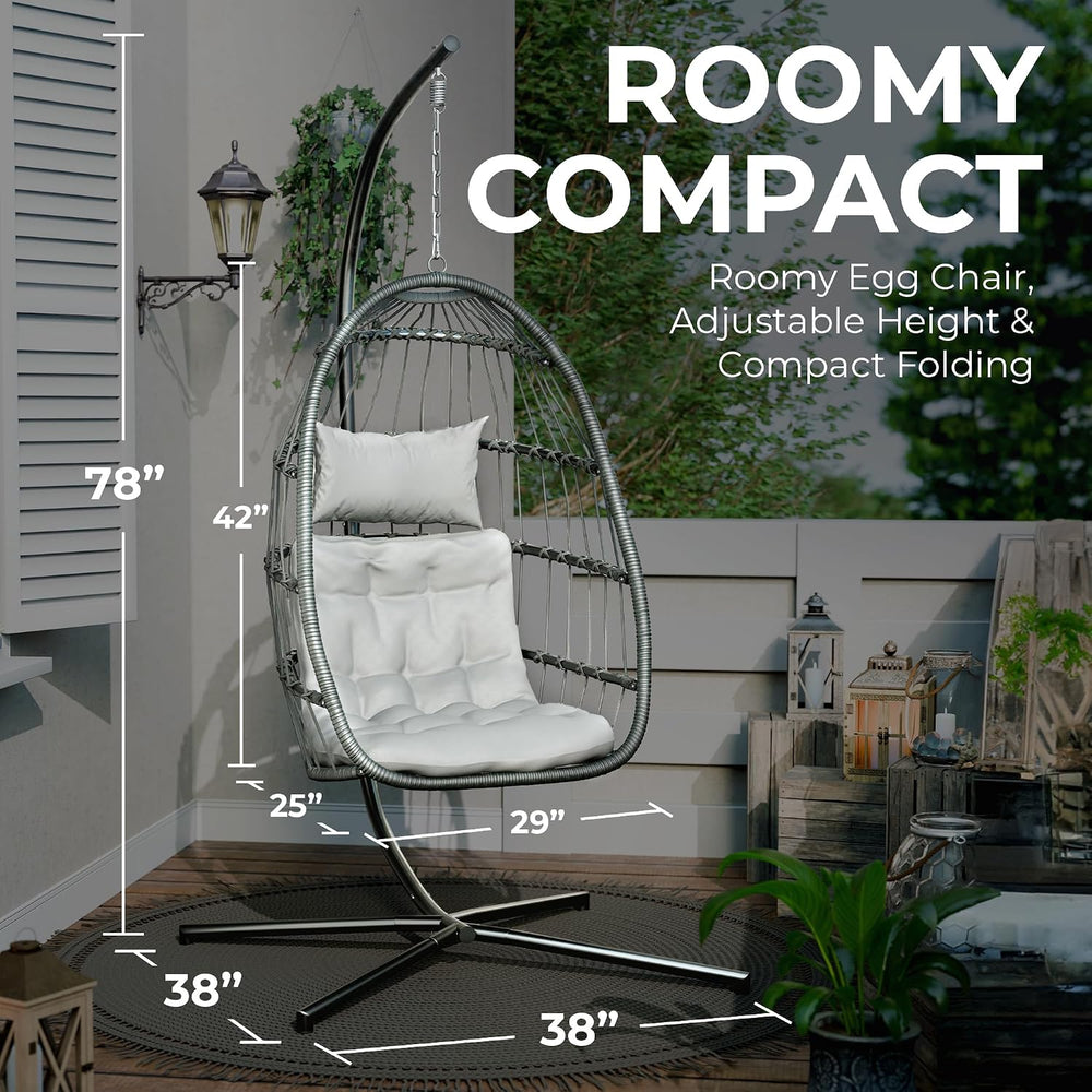 Econohome Hanging Egg Chair with Stand - Indoor/Outdoor Swing Hammock Chair w...