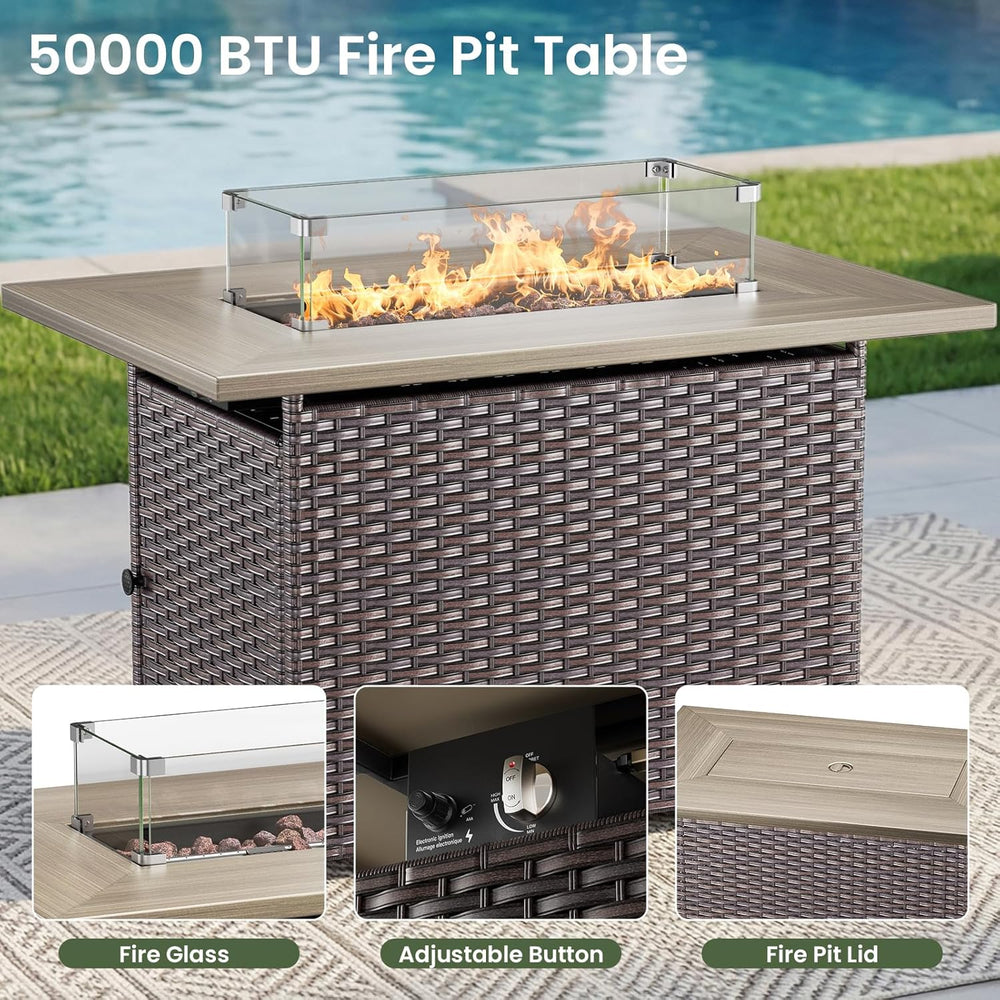 Luxury Patio Furniture Set with 6-inch Thick Cushion, Outdoor Furniture with ...