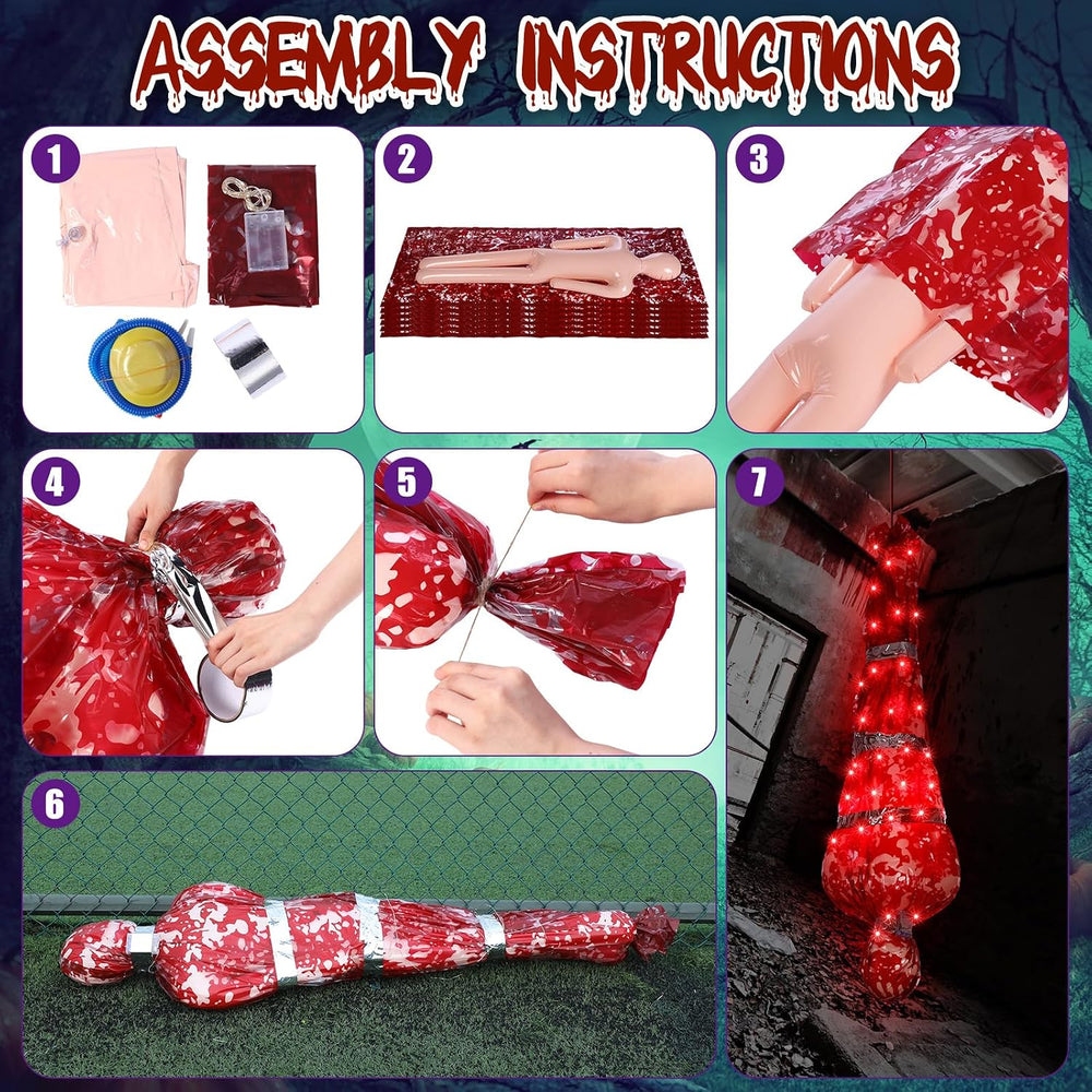 WinnerWhy 6 Pcs LED Halloween Hanging Body Prop Outdoor Decoration