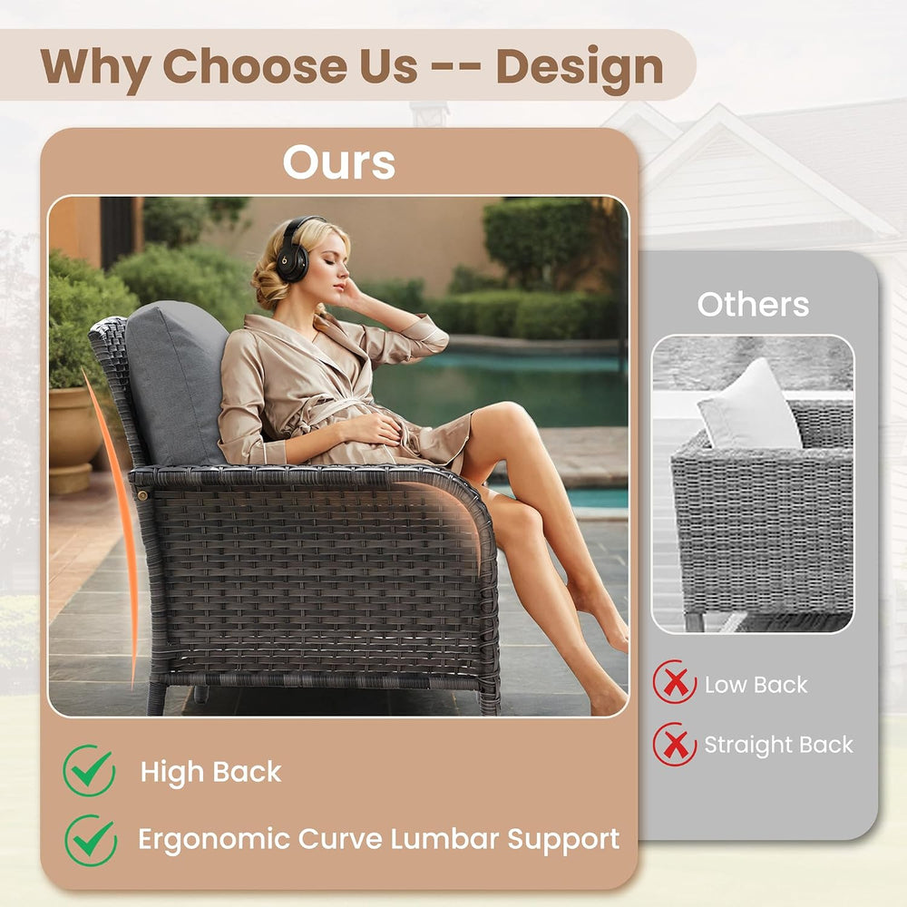 HOOOWOOO Patio Furniture Set,4 Pieces Outdoor Conversation Set,All Weather Wi...