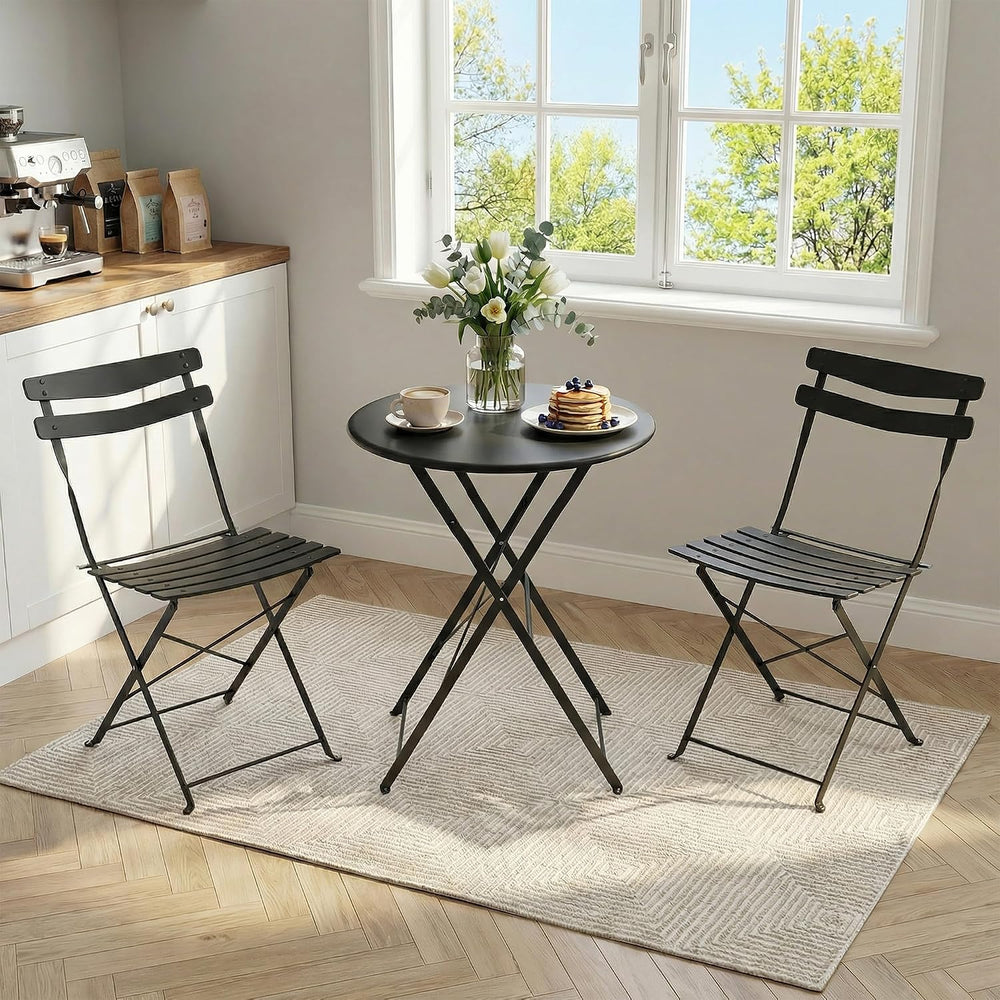 GarveeLife 3 Piece Patio Bistro Set, Patio Furniture Set, Black