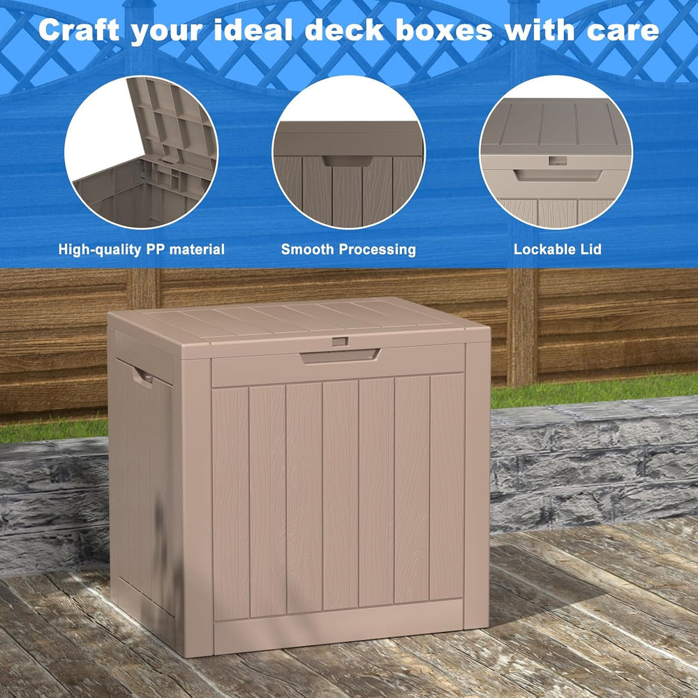 36 Gallon Outdoor Deck Box, Lockable Waterproof Outdoor Storage Boxes For Gar...