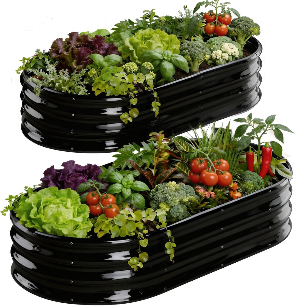Rakukiri Raised Garden Bed Outdoor, GRS Certified Recycled Metal Planter Box ...