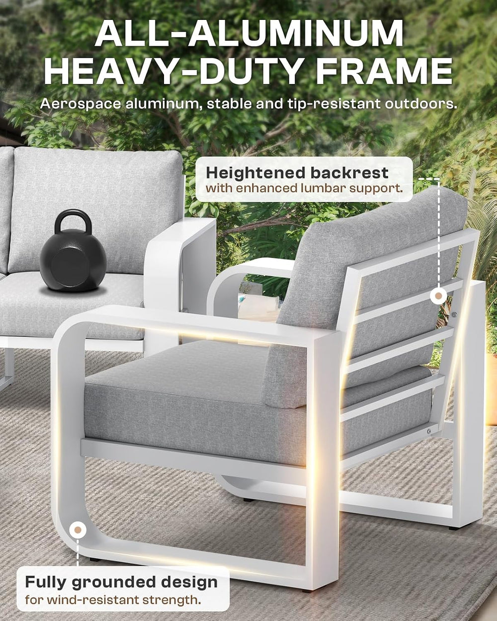 Oversized Aluminum Outdoor Furniture Set, Extra Large Patio Furniture Sofa Se...