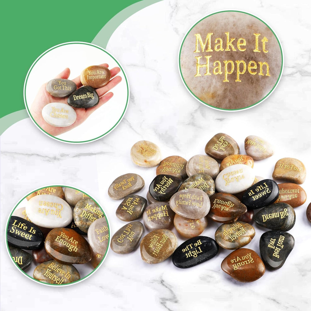 30 Pcs Inspirational Stones Encouragement Words Engraved Rocks | Bulk Garden ...