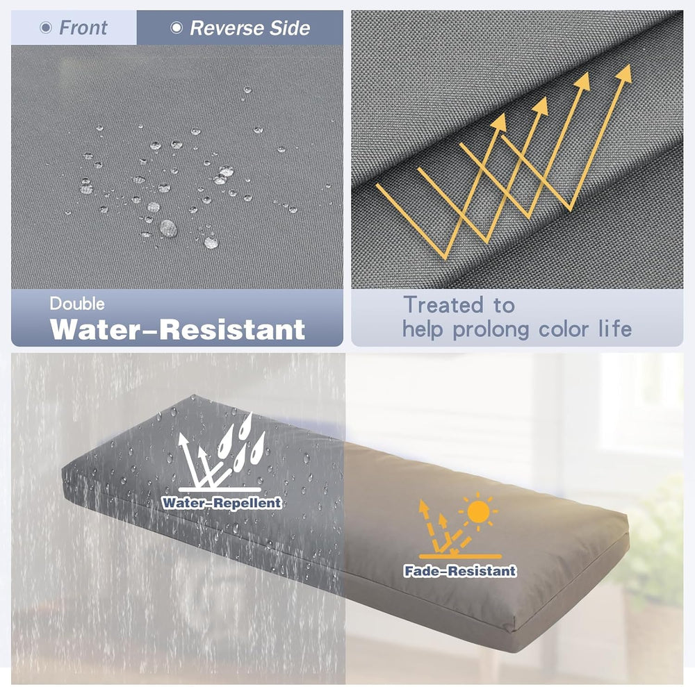 baibu Waterproof Outdoor Bench Cushion with Ties, 42 x 16 x 3.5 Inch, Grey