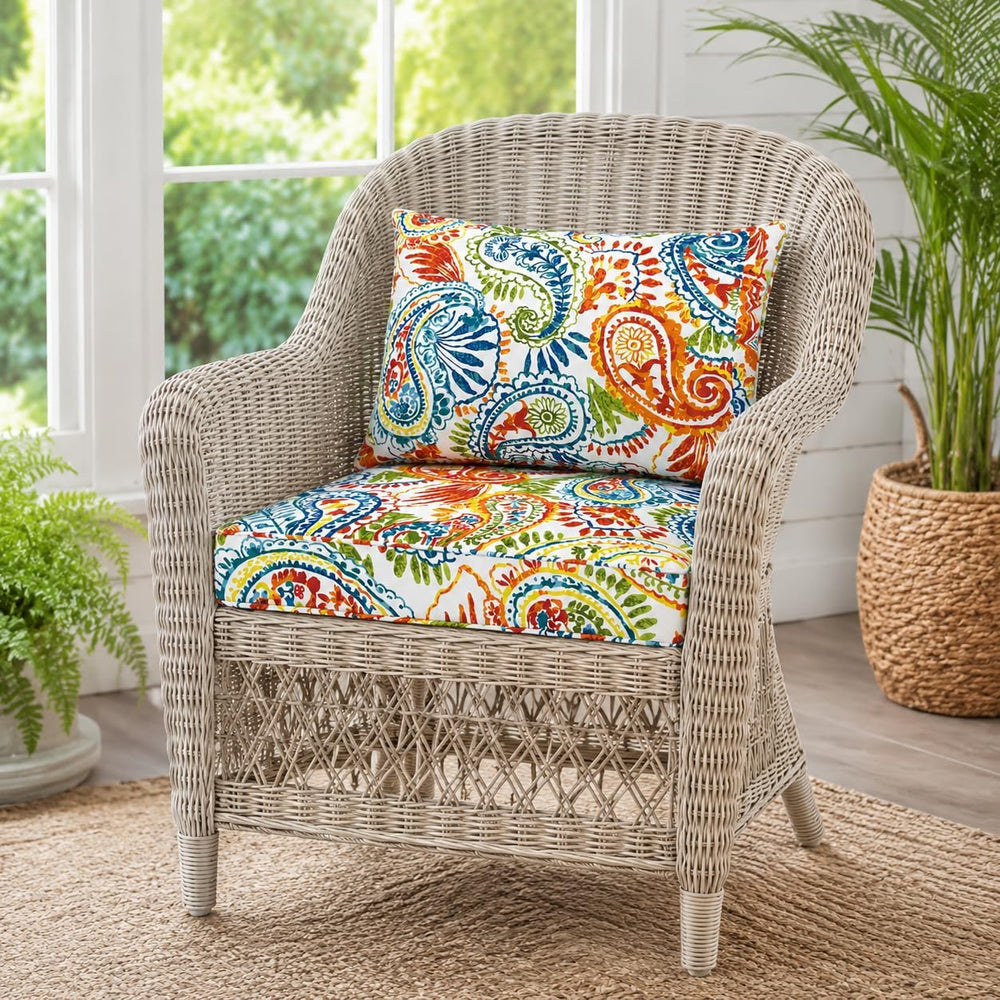 Outdoor Patio Seat/Back Chair Cushion Set 22"x22" Waterproof Fade-R...