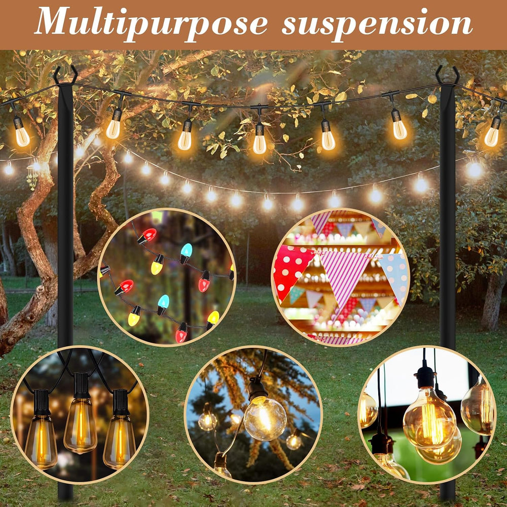 NUERPO 7 Pack String Light Poles,Metal Poles for Hanging Outdoor Light String...
