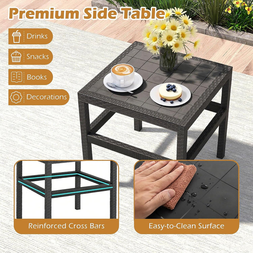 COSTWAY 3 Piece Patio Furniture Set, Outdoor PP Rattan Wicker Furniture Set
