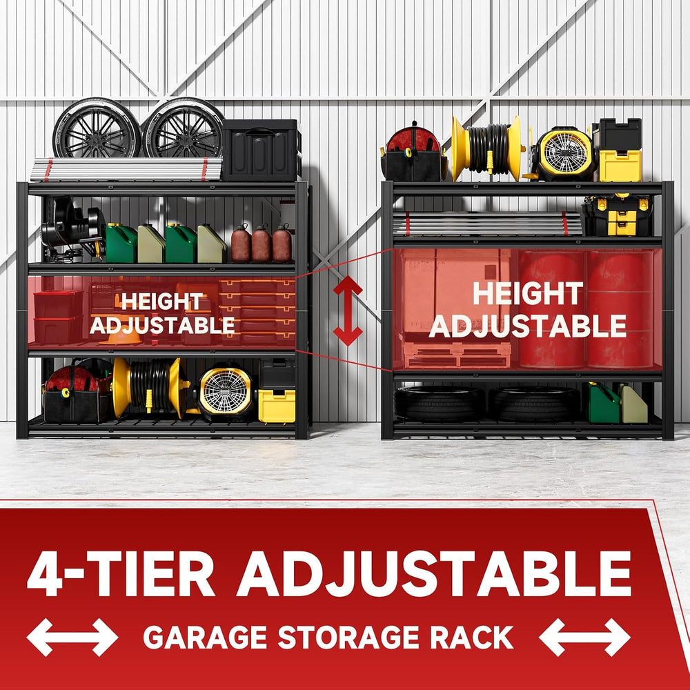 4-Tier Garage Shelving Heavy Duty 2800LBS Garage Storage Rack 60" W Base...
