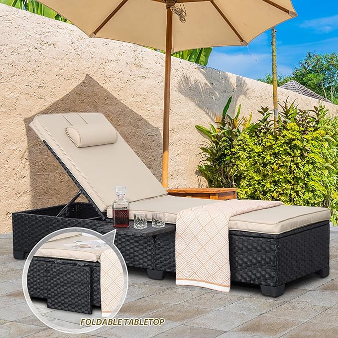 WAROOM Outdoor Chaise Lounge Chairs for Outside Patio Furniture Set of 2 Wick...