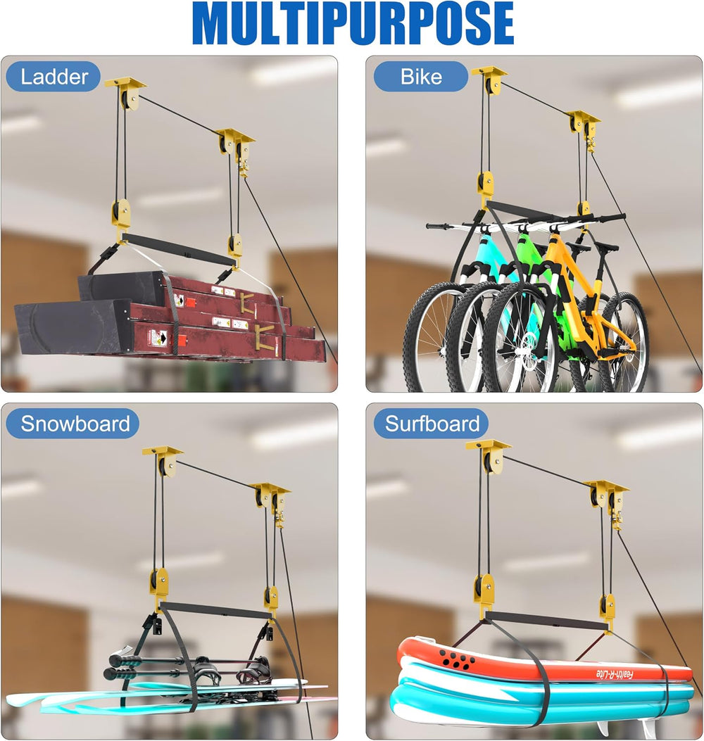 Kayak Pulley System for Garage, Self-Locking Ceiling Hoist for Canoe