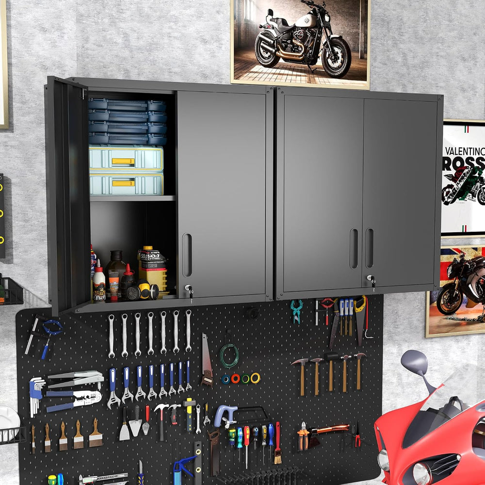 Wall Mounted Metal Storage Cabinet, Garage Hanging Tool Cabinet