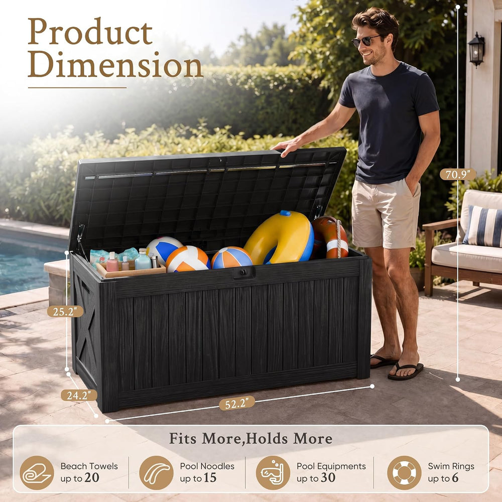 Devoko 120 Gallon Deck Box Resin Outdoor Storage Box Waterproof