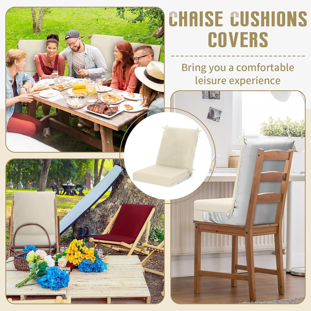 2 Pcs 2 Pcs High Back Chair Cushion Covers, Beige, 44'' X 21''