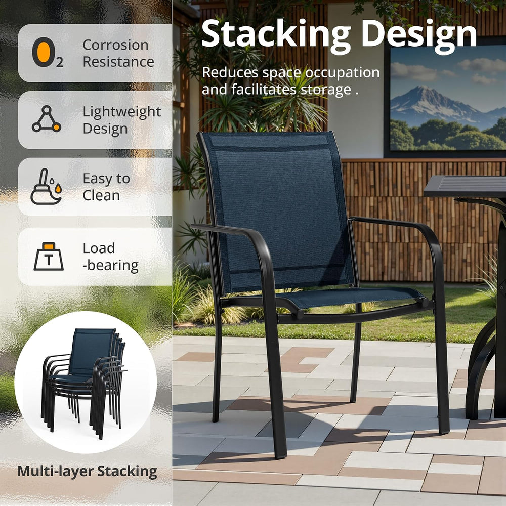 SUNCROWN 8 - Piece Outdoor Dining Set, Patio Furniture Set with 6 Textilene D...