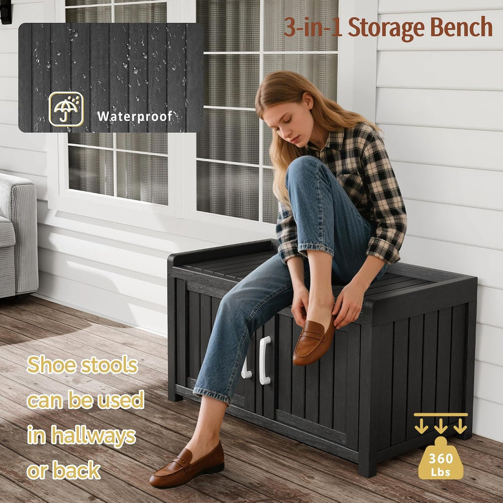 2-Tier Outdoor Shoe Storage with Adjustable Shelves for Entryway, Hallway