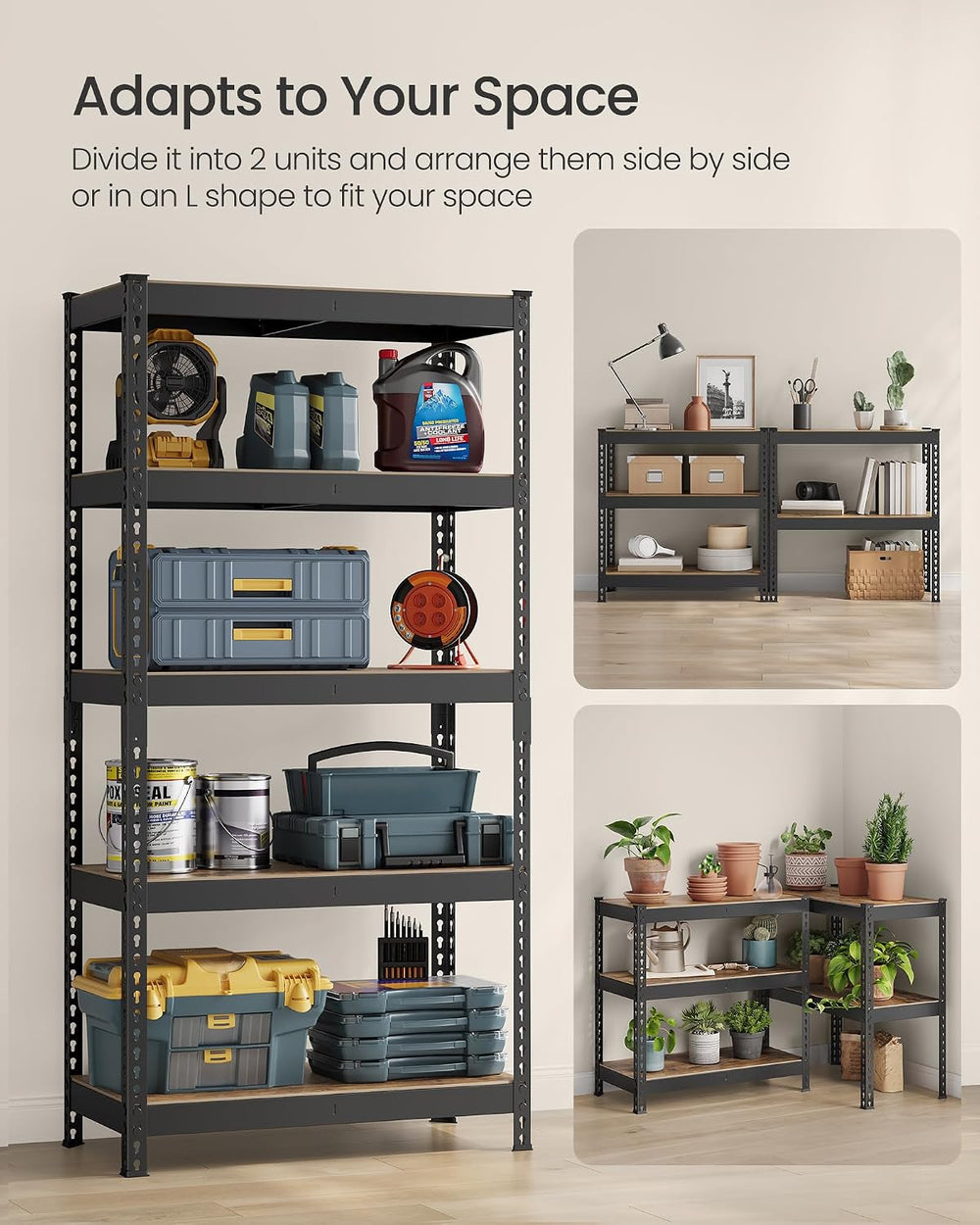 SONGMICS 5-Tier Boltless Storage Shelves, Adjustable, Load 2310 lb
