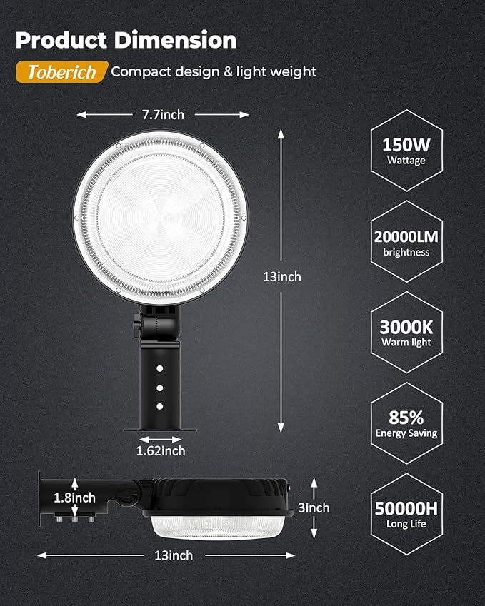 LED Barn Light 2Packs, 150W 20000LM Yard Area Lights Dusk to Dawn Outdoor Lig...