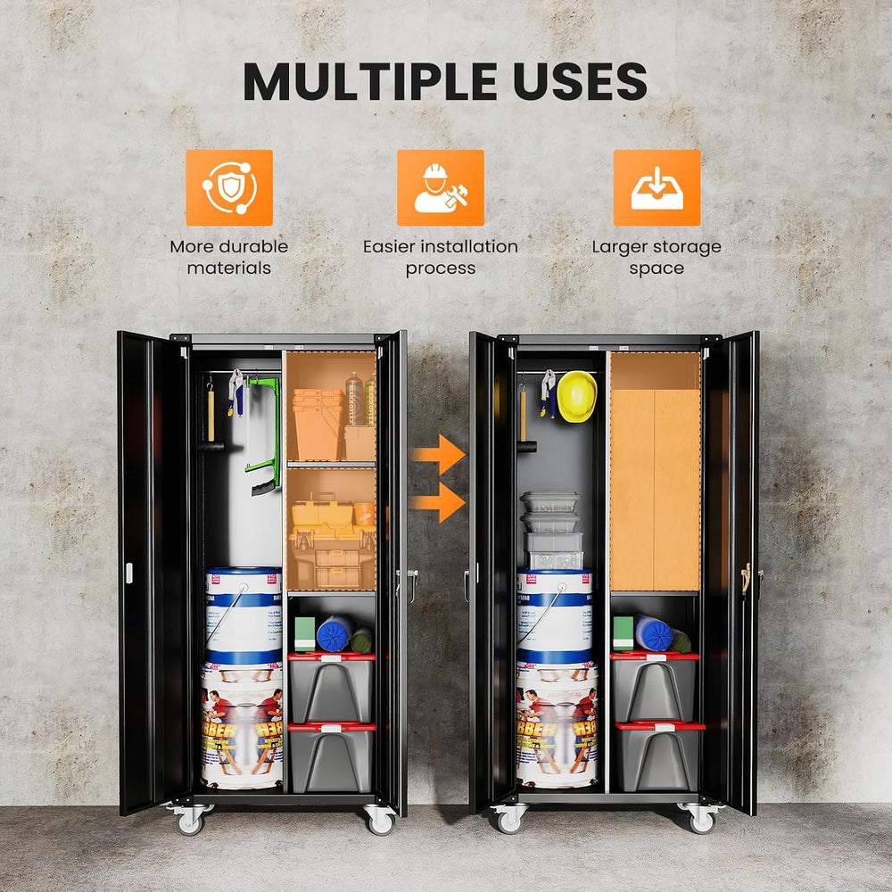 DUMOS 72 Inch Garage Storage Cabinet, Tool Organizer, Lockable File Cabinet
