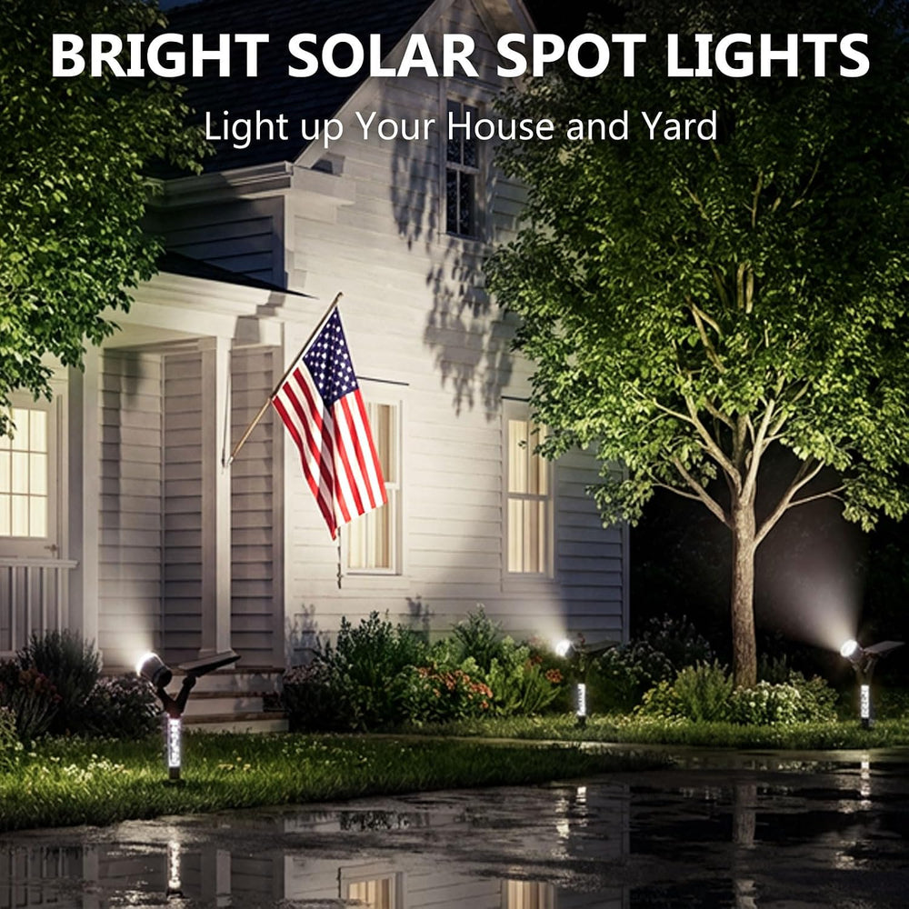 DenicMic Solar Spot Lights Outdoor Waterproof White Lens LED 4 Pack | Adjusta...