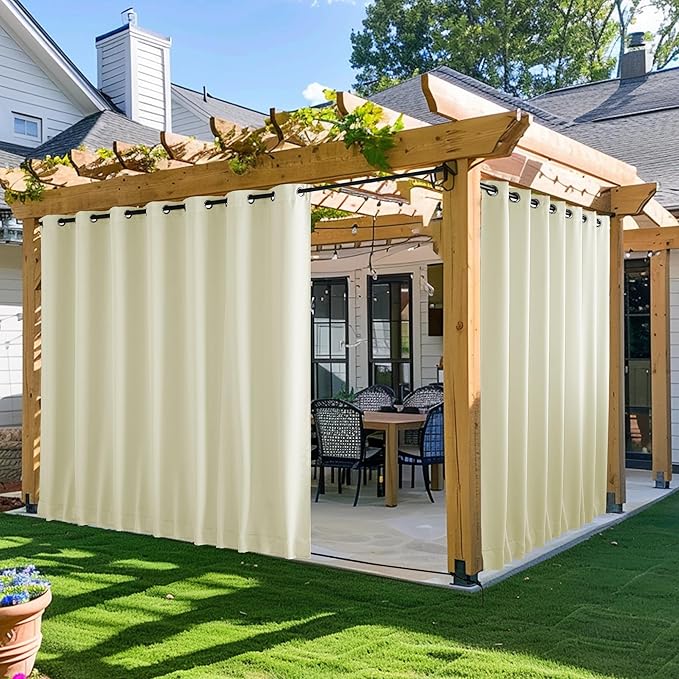 NICETOWN 2 Panels Outdoor Curtains for Patio Waterproof 95" Long, Windpr...