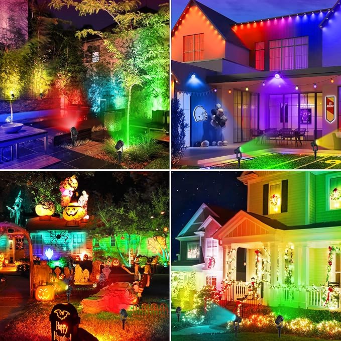 Solar Spotlights Outdoor Waterproof, RGB Landscape Spotlights, Christmas Deco...
