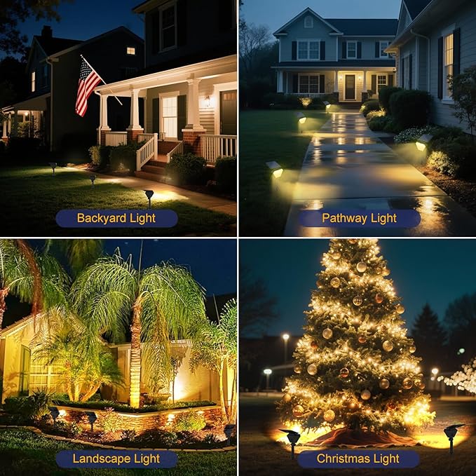 T-SUN Solar Lights Outdoor Waterproof IP65, 6Pack LED Solar Spot Lights Color...