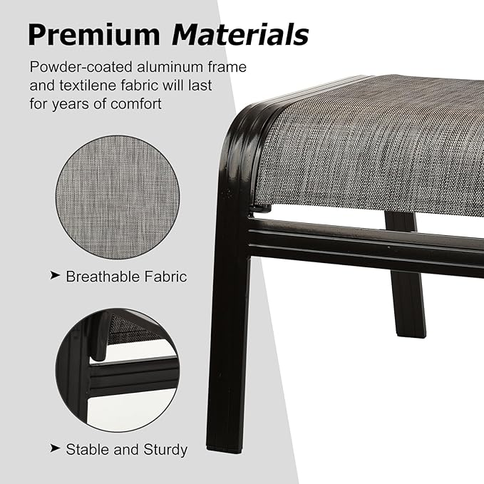 Patio Outdoor Ottoman Footstools Assembled Aluminum Footrest Side Table Small...