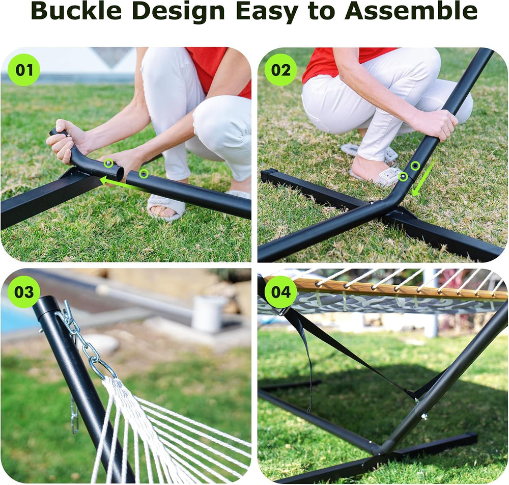 ANAGOO Double Hammock with Stand 500lbs Heavy Duty Outdoor Two Person Round