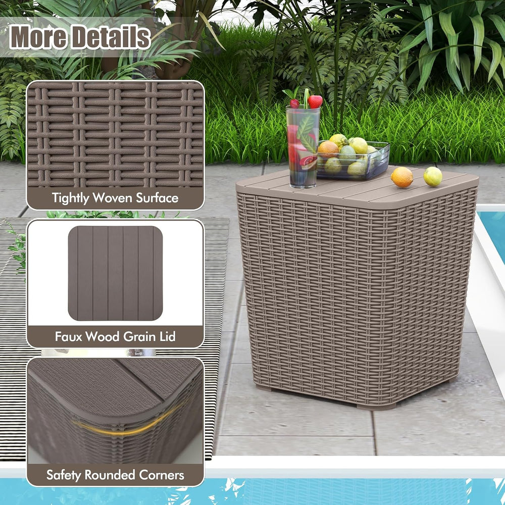 Tangkula 11.5 Gallon Water-proof Deck Box with Removable Lid, Brown