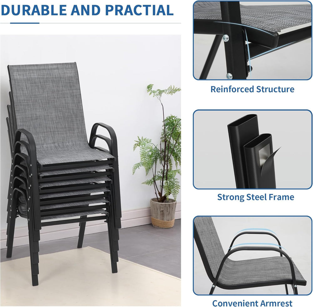 7 Pcs Outdoor Furniture Set w/ 60" Firepit and 6 Pieces Patio Chairs, 50...